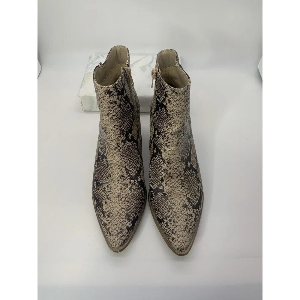 LULUS X Matisse Snakeskin Print Vegan Leather Western Ankle Cowgirl Boots 9M - Picture 7 of 10